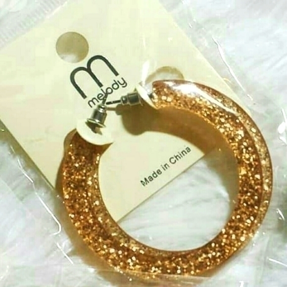☄Melody Glitter-O-Cite Hoop Earrings - Picture 1 of 3